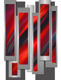 Red and black base wall sculpture