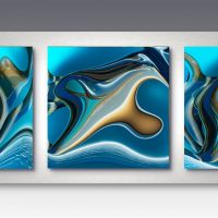 IN FLIGHT TRIPTYCH<br/> <br/> 10" X 28" - $400.00<br/> 15" X 42" - $1000.00<br/> 21" X 60" - $2400.00<br/><br/>For Ordering or Custom sizes<br/> Contact Me Here Blue Triptych
